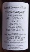 Eiland Brouwers Witte Badgast Rücketikett
