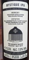 Kuehn Kunz Rosen Mystique IPA Rücketikett